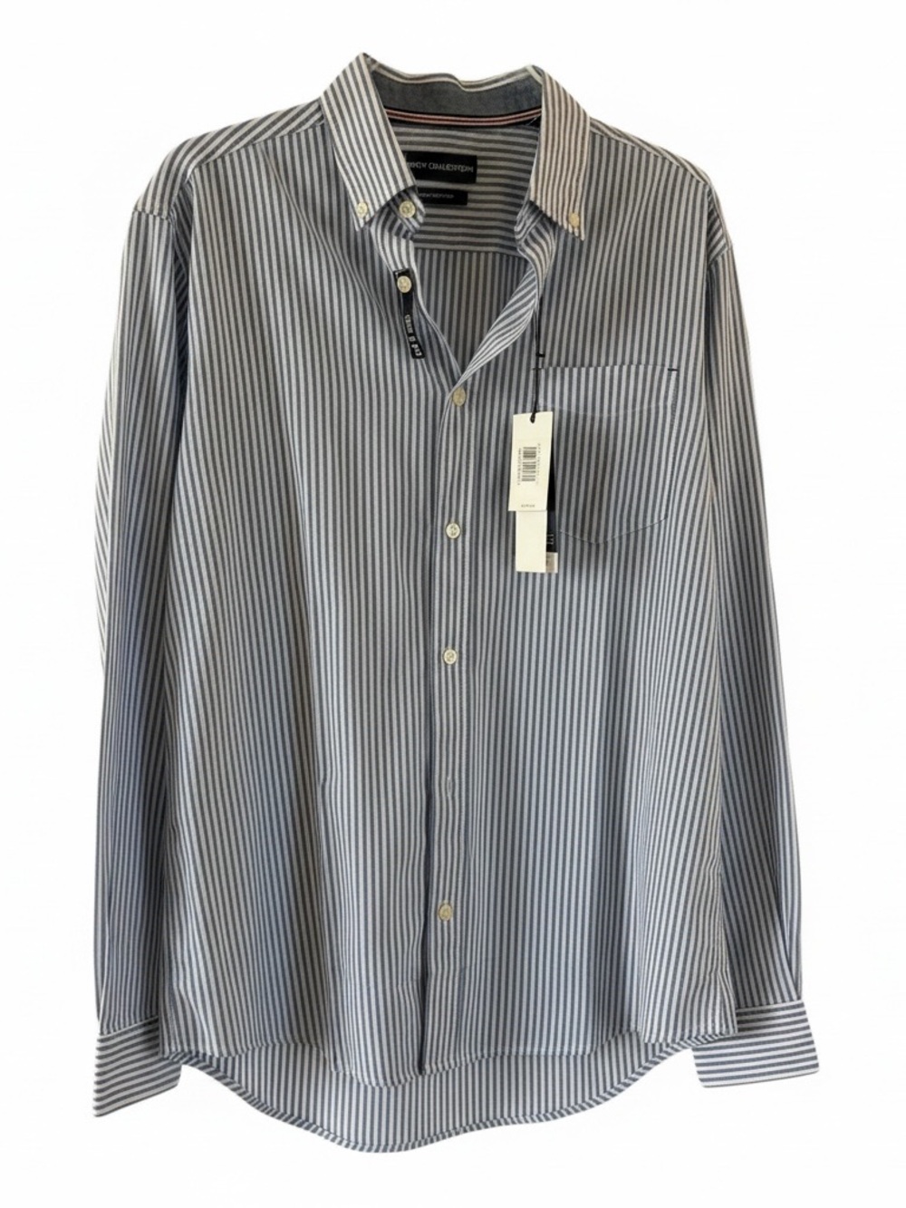 Report Collection Men's Vertical Stripe Oxford Slim Fit Size M Cotton/Poly Blend